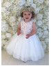 Cap Sleeves Velvet Tulle Flower Girl Dress